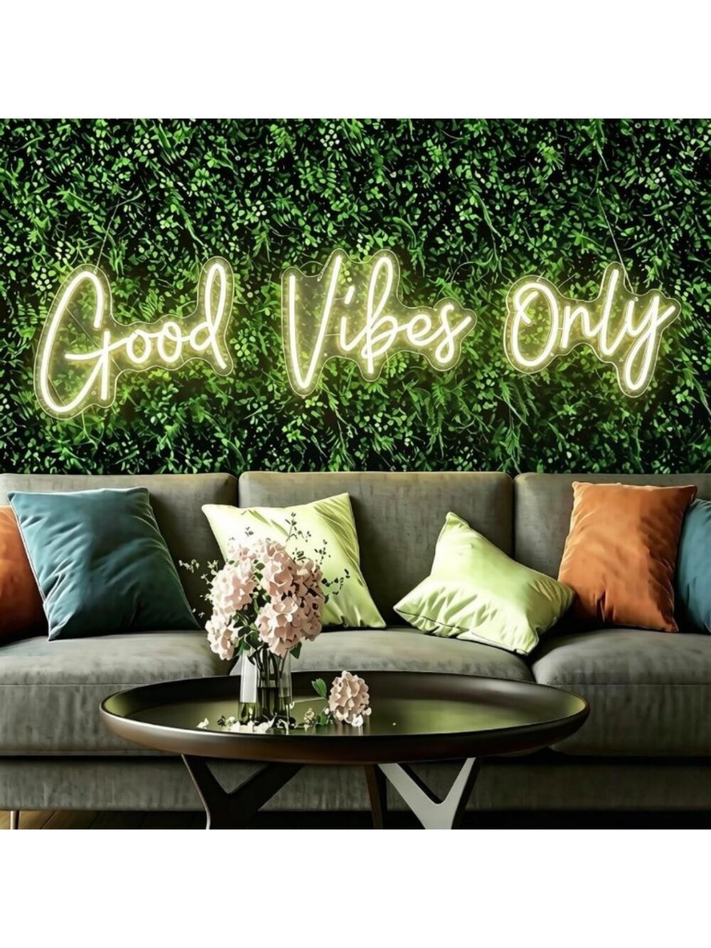 48.5 Inch Neon Sign - Good Vibes Only, Remote Dimmer, Wall Decor for Home